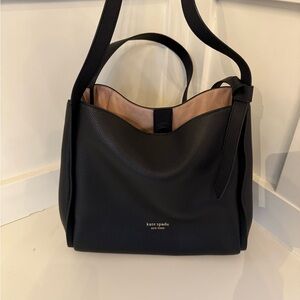 Kate Spade Black Knott Pebbled Leather Large Shoulder Bag
